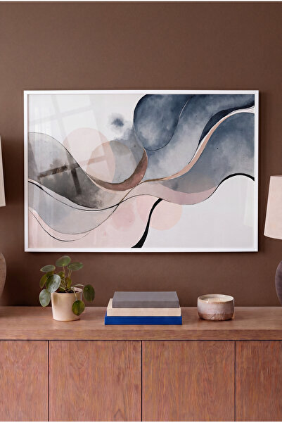 Zevahir Mobilya Dekorasyon Pastel Flow Horizontal Glass Board - White Metal F...