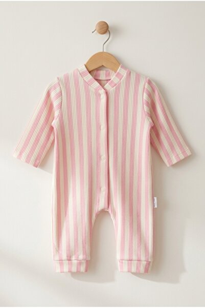 hobbe baby Mavi Çizgili Desenli Bebek Tulumu 3-6-9 Ay % 100 Pamuk