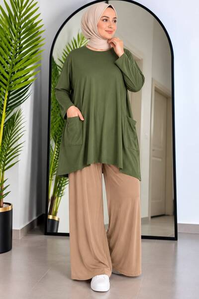 ÖZNE BUTİK Pocket Detailed A-Line Combed Cotton Suit