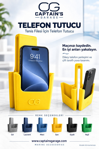 Tenis Filesi Çift Taraflı Telefon Tutucu- Maç Kayıt Standı