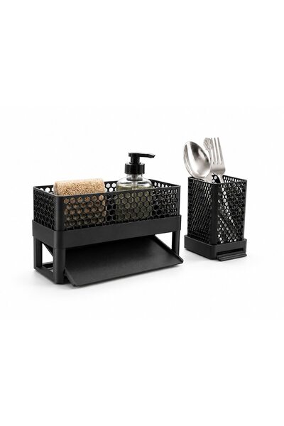 Layerworks Organizator modular pentru chiuvetă, suport pentru detergent, bure...