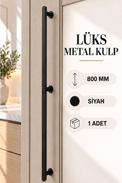 Badem10 CEYLAN Metal Kulp Siyah Çekmece Dolap Kapak Kulpu 800 MM 1 Adet Moder...