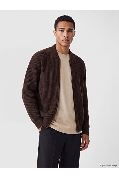 LC Waikiki Lcw Vision Brown Knitwear Flat College Collar Men's Cardigan with ...