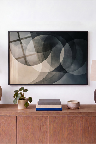 Zevahir Mobilya Dekorasyon Night Eclipse Themed Horizontal Glass Table - Blac...
