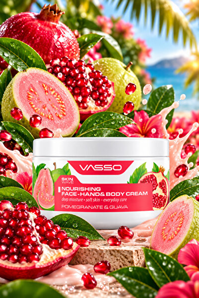 VASSO Skin Wave Besleyici Yoğun Nemlendirici El Yüz ve Vücut Kremi – Pomegranate & Guava 250ml