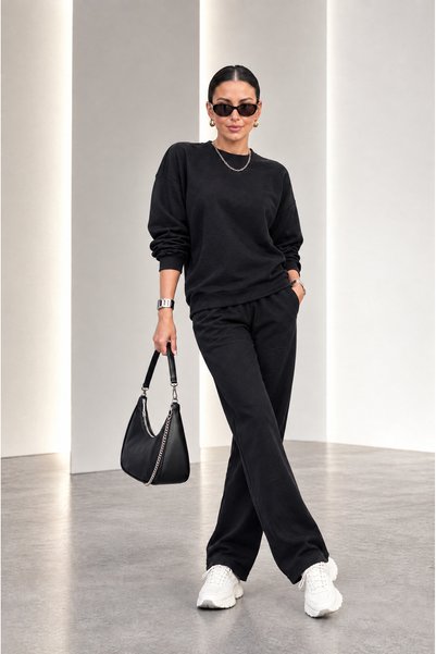 Valeria Butik Set de bluză și pantaloni din viscoză cu mâneci liliac pentru f...