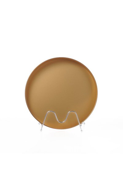 TOPİCAL Gold-Plated Copper Serving Tray, Medium Round Shape