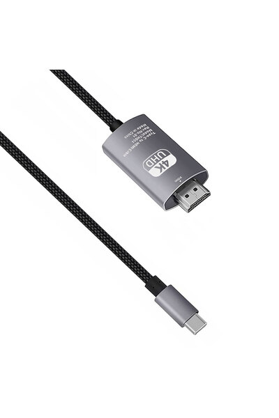 DETECH Καλώδιο DeTech, USB-C – HDMI, 2.0μ, 4K, 60Hz, Πλεγμένο, Γκρι - 18394