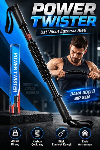 indirimsevinci Power Twister 40 KG Dirençli Bilek Göğüs Kol Kas Geliştirici Yay Üst Vücut Egzersiz Spor Aleti