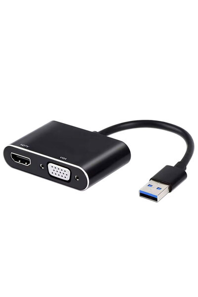 DETECH Προσαρμογέας DeTech, USB 3.0 – HDMI+VGA, Γκρι - 17843
