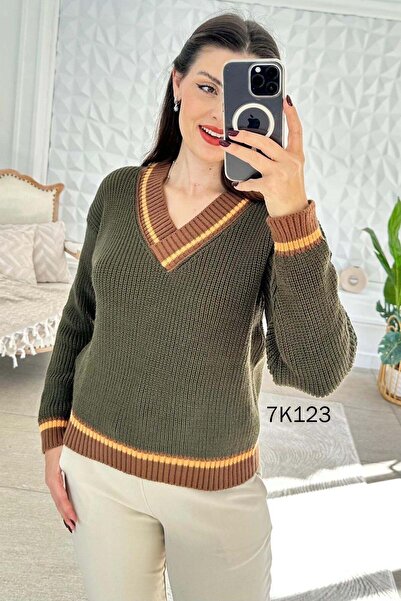 İnce Topuk V-Neck Knitwear Blouse 7K123