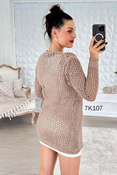 İnce Topuk Ajurlu Triko Hırka 7K107