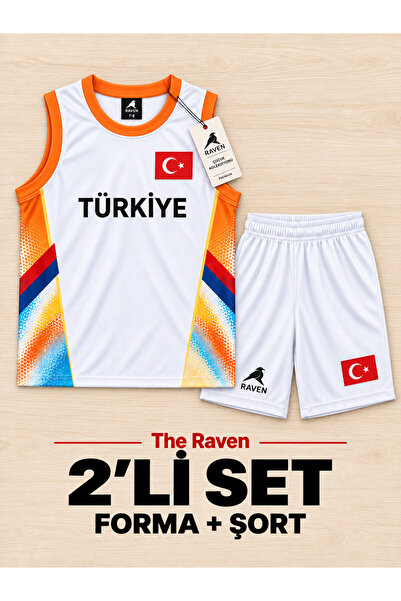 The RAVEN PREMİUM TÜRKİYE ÖZEL SERİ BEYAZ BASKETBOL FORMASI 2'Lİ SET FORMA + ...