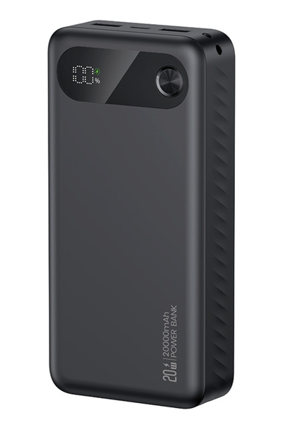 Usams Power bank CD251 με οθόνη, 3 θύρες εξόδου, 20000mAh, PD20W, μαύρο