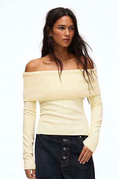 Bershka Uzun kollu bardot kazak