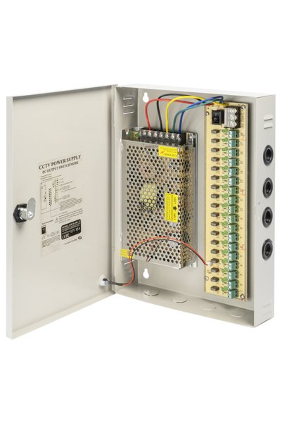 NO BRAND Αυτόνομο τροφοδοτικό 12V/15A, 18 Καναλιών, Σε μεταλλικό κουτί, Γκρι ...