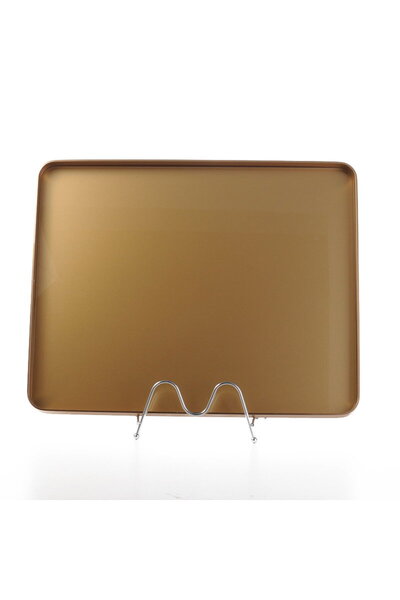 TOPİCAL Large Rectangular Gold-Plated Copper Serving Tray