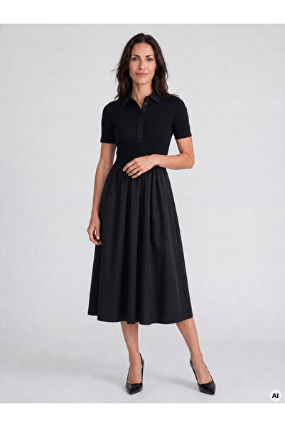 ORSAY Rochie midi de damă cu mâneci scurte, neagră