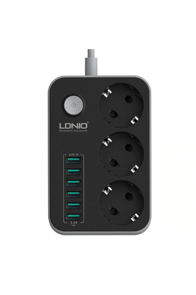 LDNIO 3 πρίζες AC ΕΕ και 6 θύρες USB Πολύπριζο SE3631