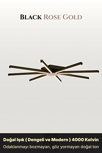 Pulsar Rose Gold Modern LED Tavan Avize - Aşağı Işık – Kumandalı Dim Edilebilir