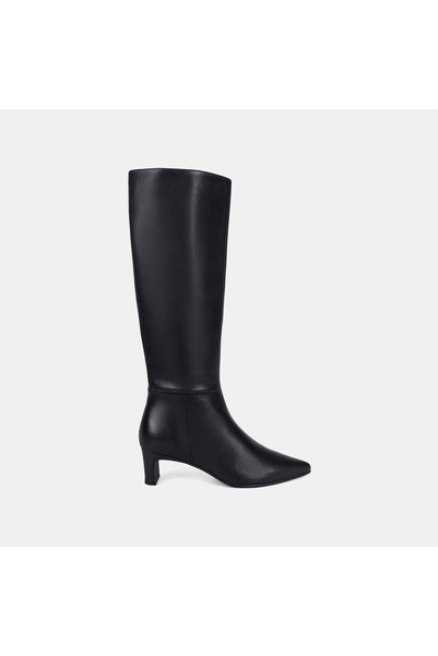 Desa Women's Black Pointed Toe Half Zipper Leather Boots