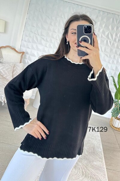 İnce Topuk Wave Edge Knitwear Blouse 7K129