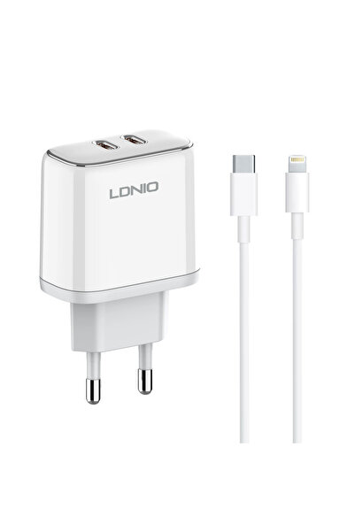 LDNIO A2528M MFi 35W 2 x Type-C F PD Φορτιστής Δικτύου με Καλώδιο Type-C σε L...
