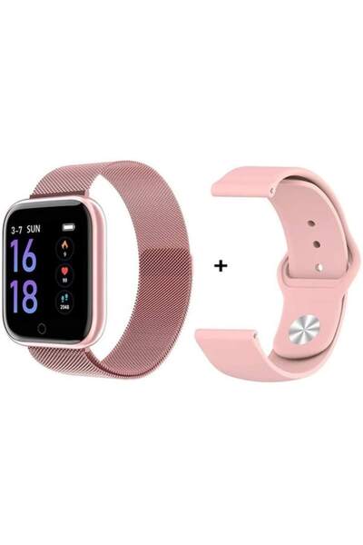 OEM Smartwatch T80s + Δωρο Ανταλλακτικό Μεταλλικό Λουράκι / Ροζ