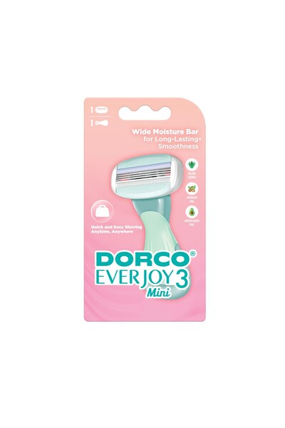 Dorco Everjoy 3 Mini 3 Bıçaklı Kadın Sistem Tıraş Makinesi 1 Sap + 1 Başlık