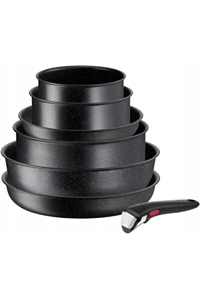 TEFAL Set de vase de gătit Ingenio Black Stone, 7 piese, L3998702