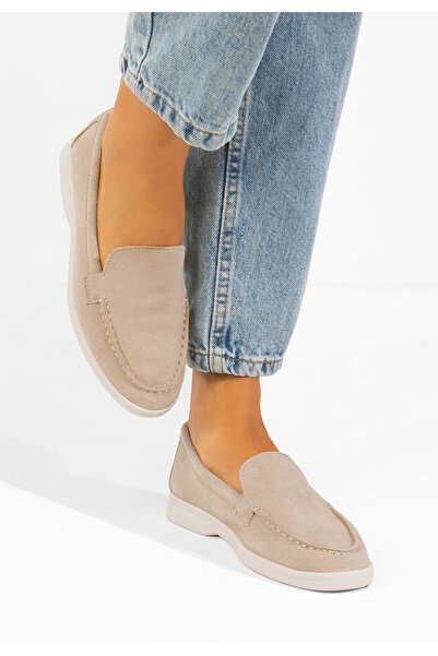 B T Shoes Γυναικεία Δερμάτινα Μοκασίνια Τοβιά Μπεζ