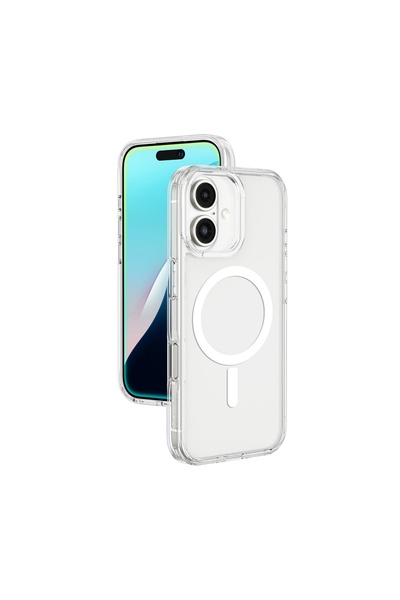 Amazingthing Husă de silicon cu inel magnetic pentru iPhone 16 - Transparentă