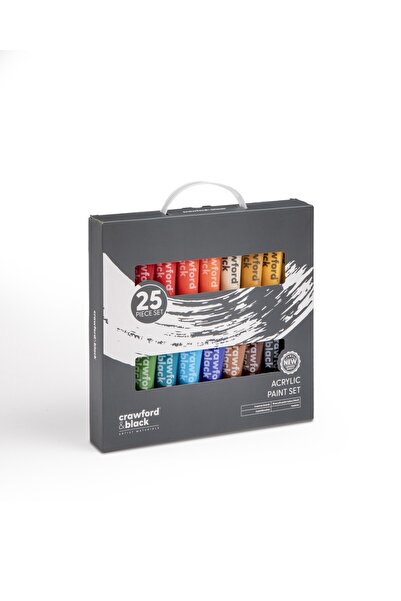 Akrilik Boya Seti 25 Parça - 18 Renk x 36 ml Tüp, 3 Tuval, 3 Fırça ve Palet - Başlangıç Resim Seti
