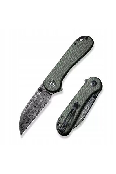 Civivi Elementum Wharncliffe cuțit pliabil Damasc micarta verde