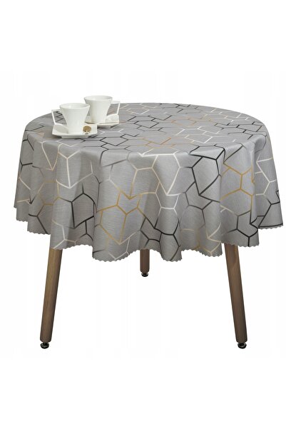 invitta Plamoodproof Față de masă rotundă Minos, geometrică, gri, 120 cm
