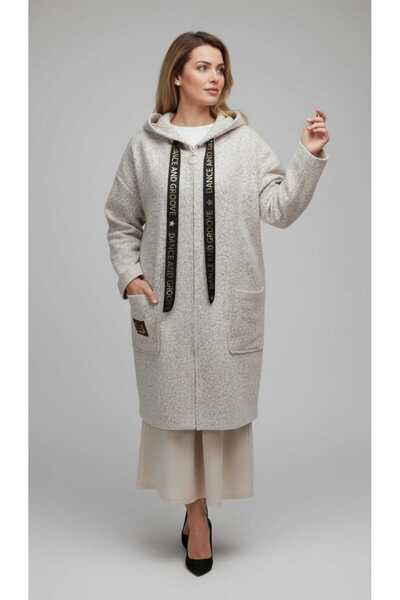 ECE GİYİM Women's Top with Pockets, Hooded, Front Zippered Cardigan