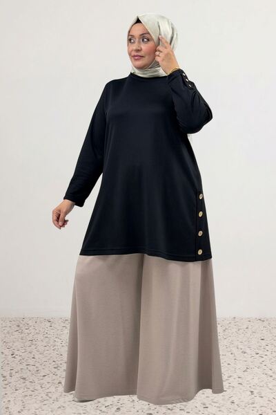 Eslina 68100 Plus Size Modal Tunic with Button Detail on Sides and Sleeves - ...