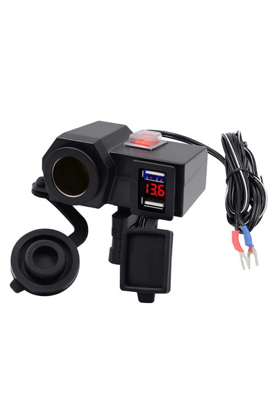 OEM Φορτιστής μοτοσυκλέτας usb x 2 βολτόμετρο και αναπτήρας 3 σε 1 12V