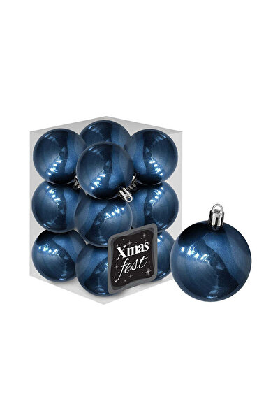 Xmasfest Χριστουγεννιάτικες Μπάλες Γυαλιστερές Σκούρο Πετρόλ 12 τεμάχια 4 εκ.