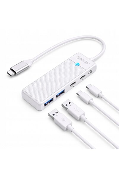 Orico Adaptor HUB USB-C - USB-A, USB-C cu încărcare USB-C PD 100 W, 0.15 m - alb