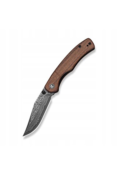 Civivi Cuțit din lemn de Guibourtia, tip Clingman Damascus
