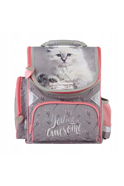 PASO Ghiozdan TORNISTER Cat Catlet gri-roz |   Pentru fata |   Clasa 1-3