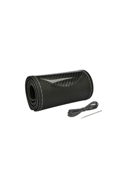 SMARTIC Husă volan cu ac și ață, piele cu perforații, mărimea M, negru carbon...