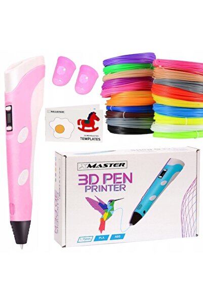 Xmaster Σετ στυλό 3D, Φυσίγγια με νήματα 50m, Στένσιλ, Ροζ, 18,5×4,5×3 cm