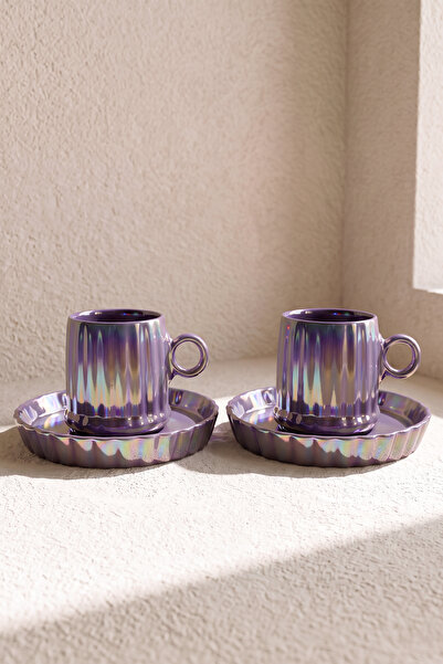 Perotti Plum Line Porcelain 2-Person Coffee Cup Set