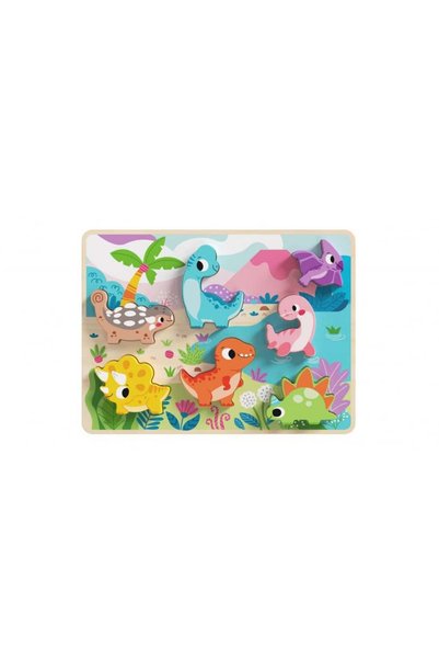 Tooky Toy Ξύλινα Παζλ με Πείρους Δεινόσαυροι 7 Τεμάχια