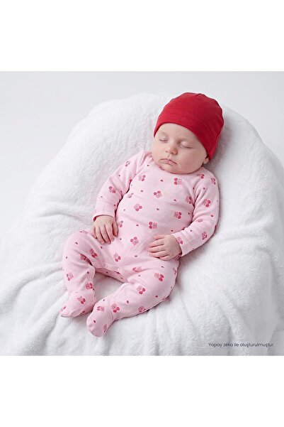 ebebek Hello Baby HelloBaby Kız Bebek Body-Alt-Şapka Kiraz Baskılı Çıtçıtlı B...