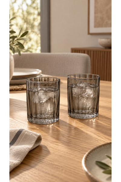 Pozzi Milano Modern Classic 2'Li Cam Su Bardağı Seti - 350 ml