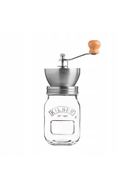 KİLNER Râșniță de cafea manuală, borcan de sticlă cu capac cu filet, 500 ml