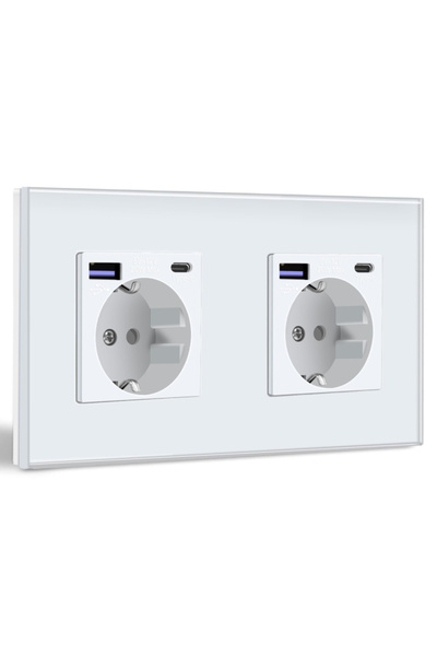 Bseed Priză dublă cu 2x USB și 2x USB-C cu încărcare rapidă, Schuko 16 A, Pri...